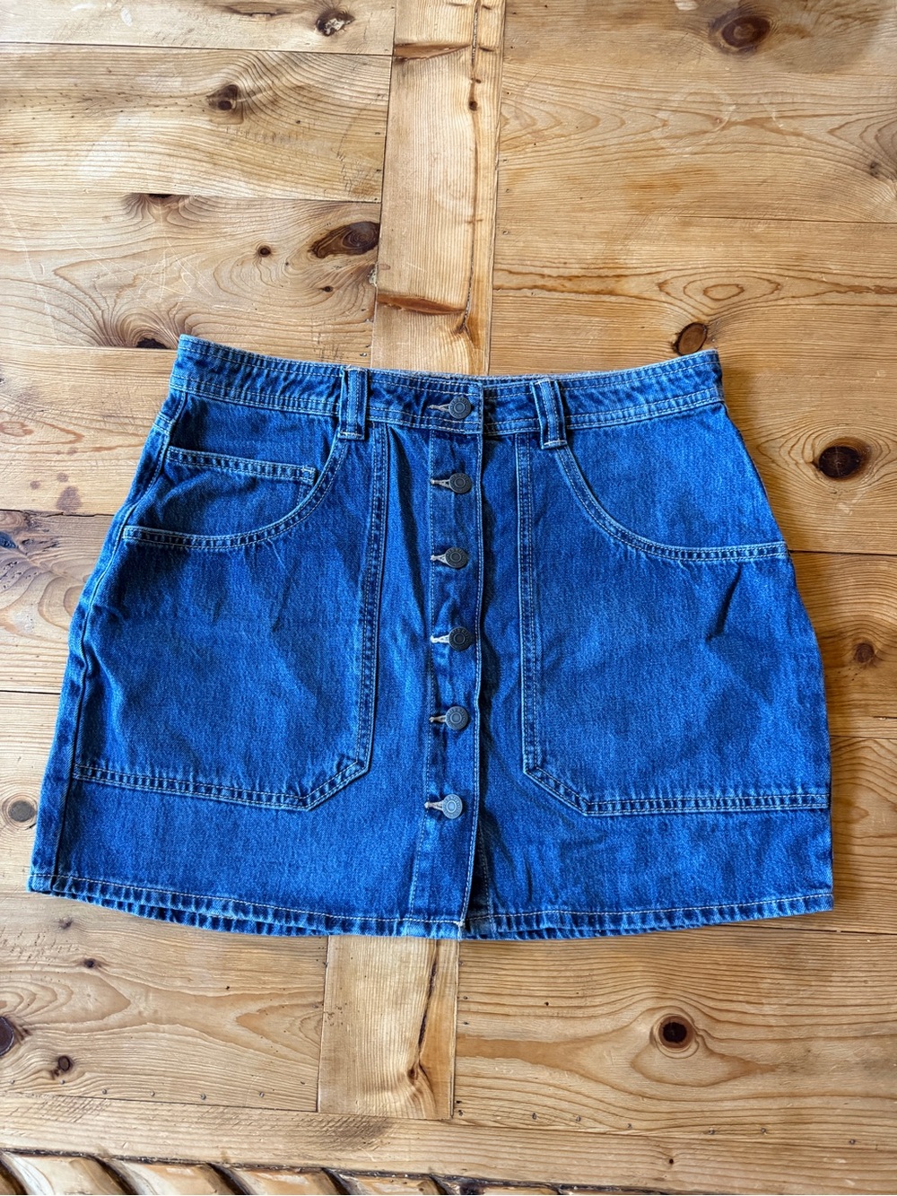 Old Navy Blue Denim Button-Front Mini Skirt